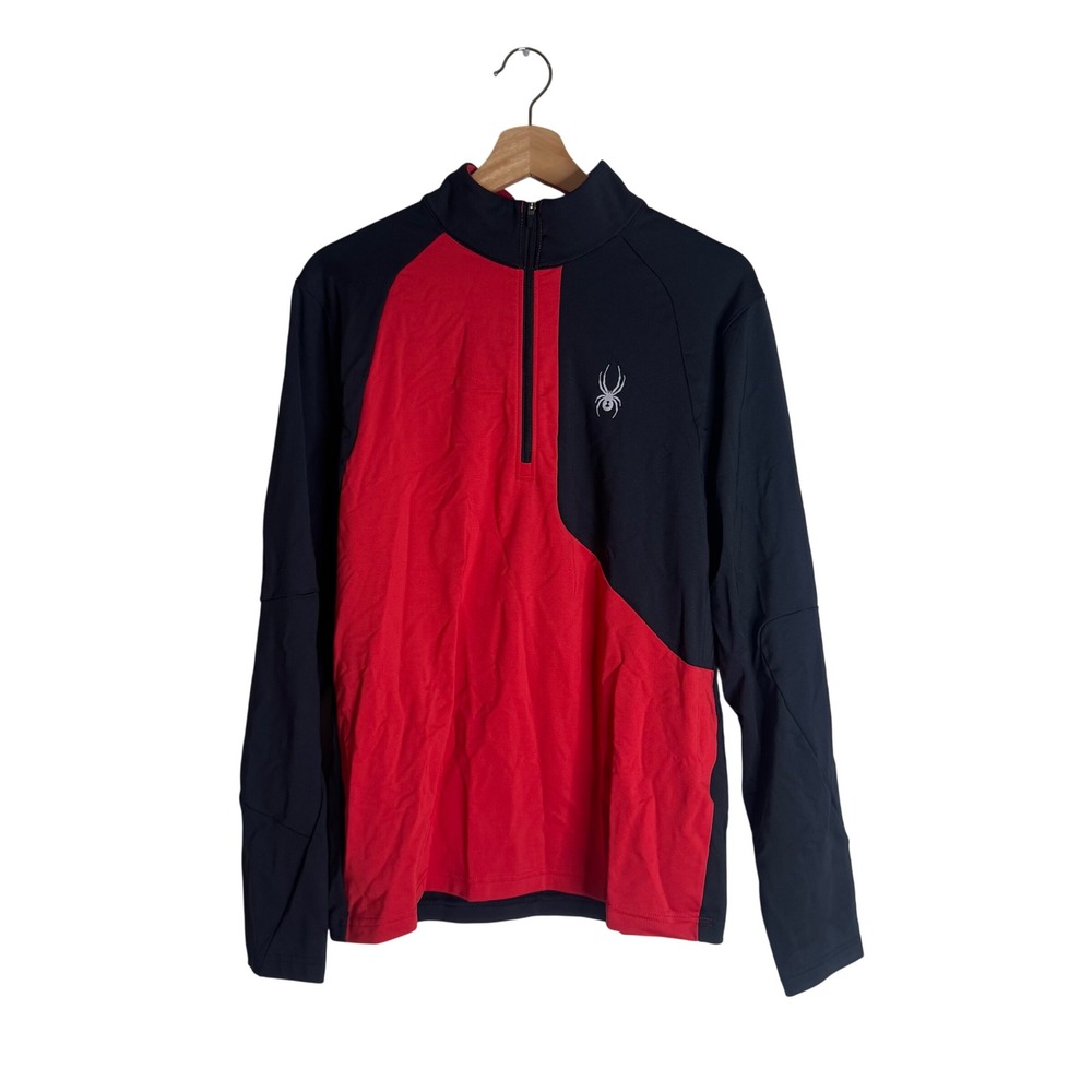 Spyder Pullover Quarter Zip Mens Activewear Top Red Black Size M